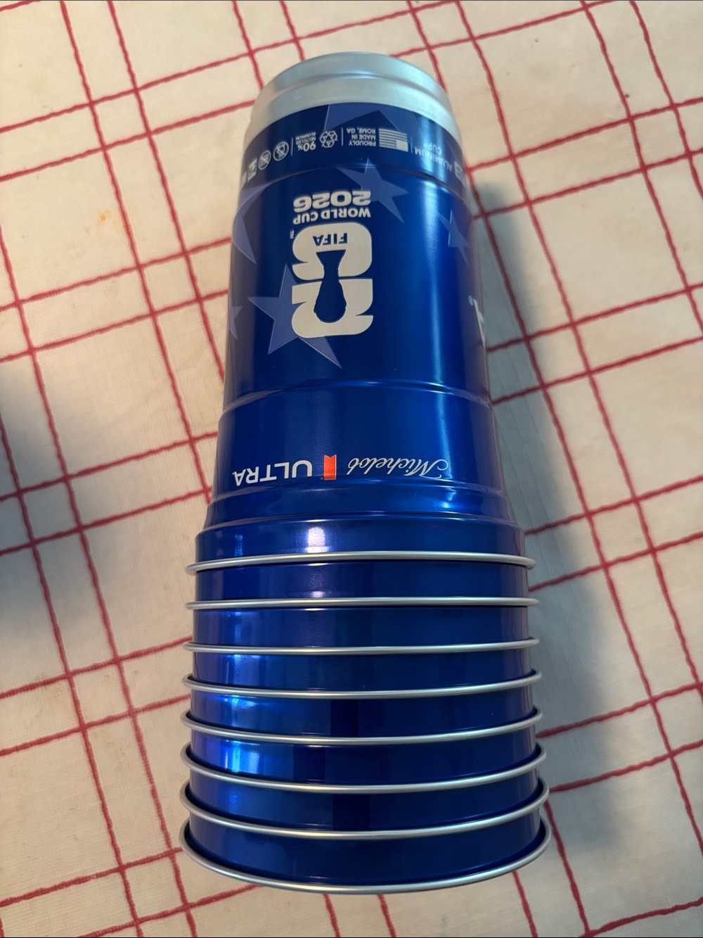 Set of 8 FIFA World Cup Los Angeles Reusable Michelob Ultra Aluminum Cups - New - Picture 2 of 3